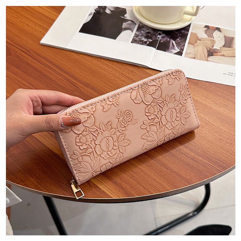 Portefeuille Long à la mode pour femmes, sac de téléphone de grande capacité, portefeuille à simple traction, sac à poignée multi-cartes à pression_voghion.com