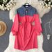 Women's Clothing New style dress for women in autumn, niche design, denim Polo collar, contrast color stitching, fashionable sweater dress_voghion.com