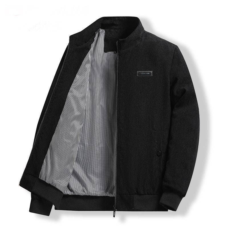 Men's outerwear, spring and autumn casual size workwear, men's plus velvet warm corduroy thin top_voghion.com