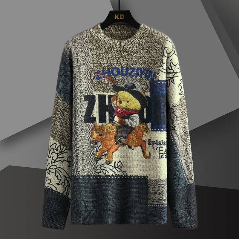 Herrenbekleidung Herbstkleidung Langarm Rundhals lässig gestrickte Pullover Bottoming Shirts_voghion.com