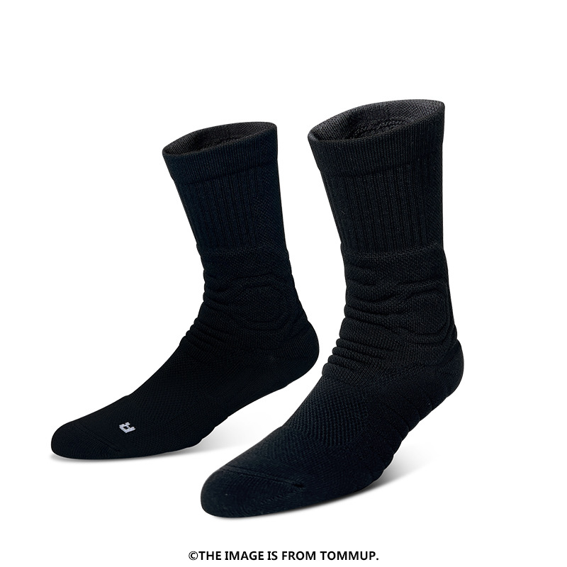 Basketbalsokken Heren mid-length sportsokken Hoge top hardloopsokken effen kleur handdoek onderkant dikke sokken_voghion.com