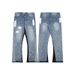 Jeans dritti a gamba larga con cuciture High Street, effetto retrò rovinato, schizzi di inchiostro_voghion.com