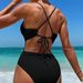 Women's Clothing New One Piece Swimsuit Women's High End Hot Spring Pure Color Sexy Backless Strap Swimsuit_voghion.com