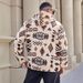 Herrenbekleidung Herren-Fleece-Kapuzenpullover – Dicker Winterpullover mit lockerer Passform, Retro-Streetwear-Stil, geometrischer Print (Beige, S–XXL)_voghion.com