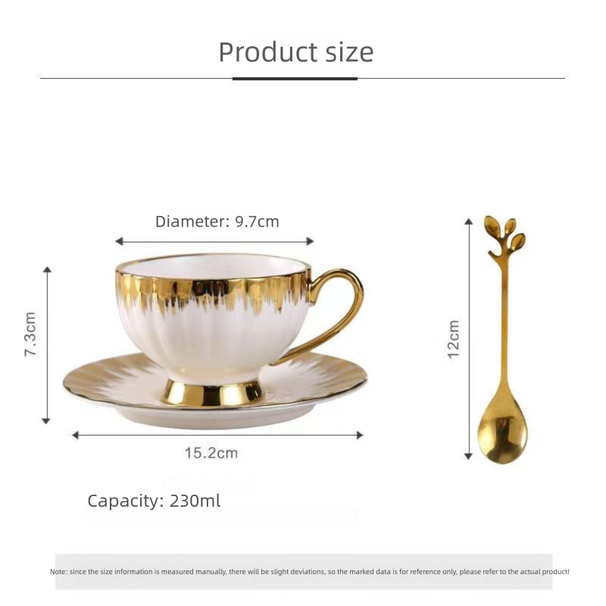 220 ml Keramik-Haushaltsbecher-Set in Goldoptik – 3-teilig, blaue Kaffeetasse in Melonenform_voghion.com