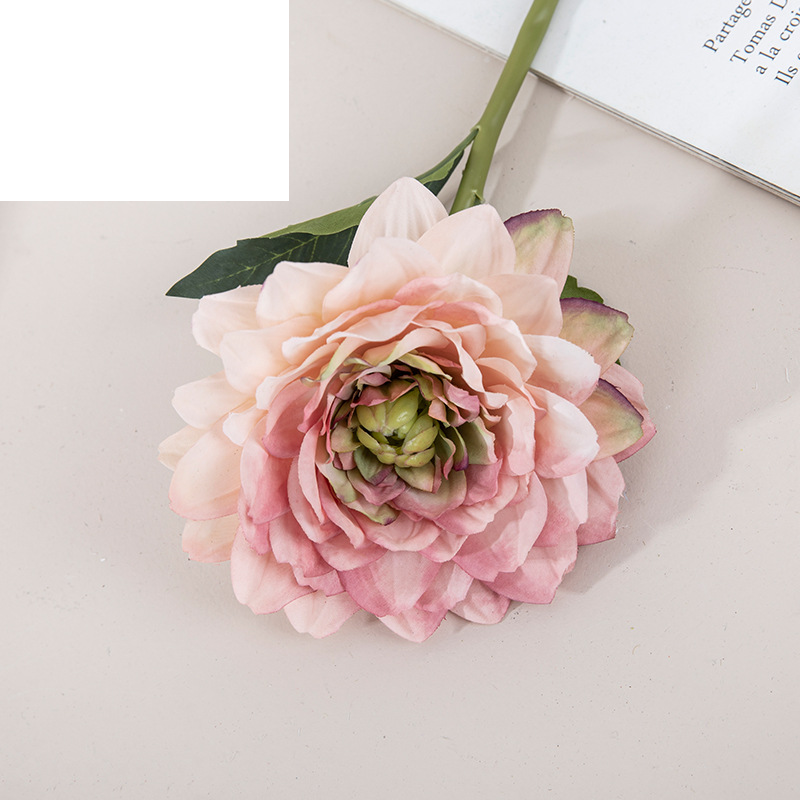 Simulert blomst enhodet dahlia produsent hjem dekorasjon bryllupsbukett rose blomst vegg kunstig blomst INSMW52663_voghion.com