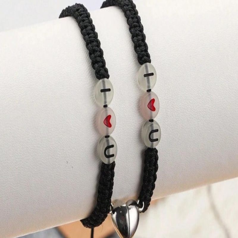 2 paar armbanden voor vrouwen, eenvoudig, schattig, lichtgevend, hartvormig, gevlochten armbandje, vriendschap, esthetisch, sieraad, cadeau_voghion.com