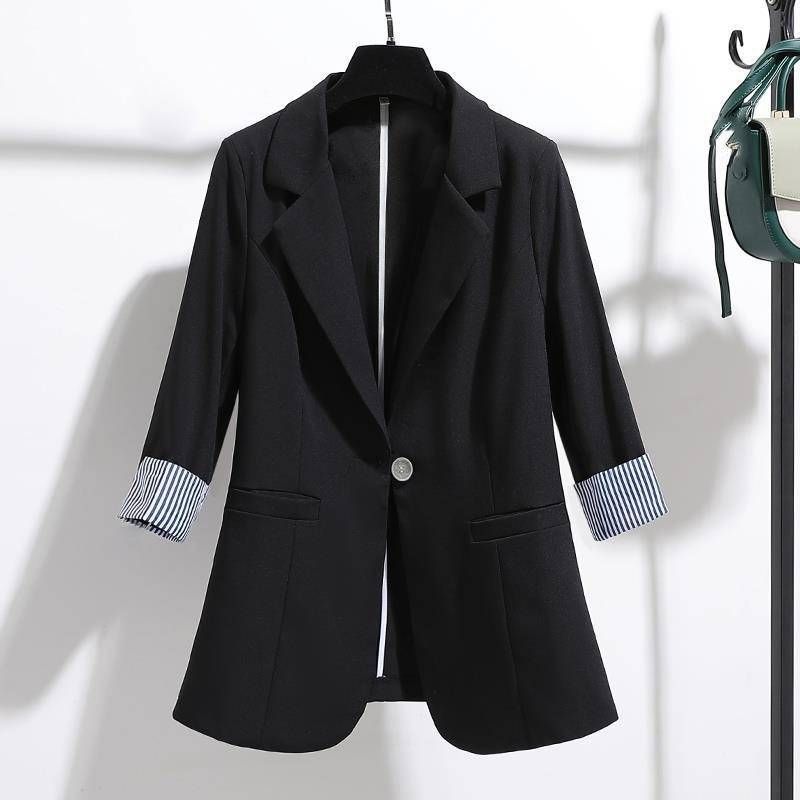 Hauts de costume à manches trois-quarts minces et drapés pour femmes_voghion.com