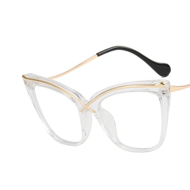 Monture de lunettes en métal œil de chat X 2022 nouvelle monture de lunettes plate anti-lumière bleue grande monture INS tendance monture de lunettes rétro_voghion.com