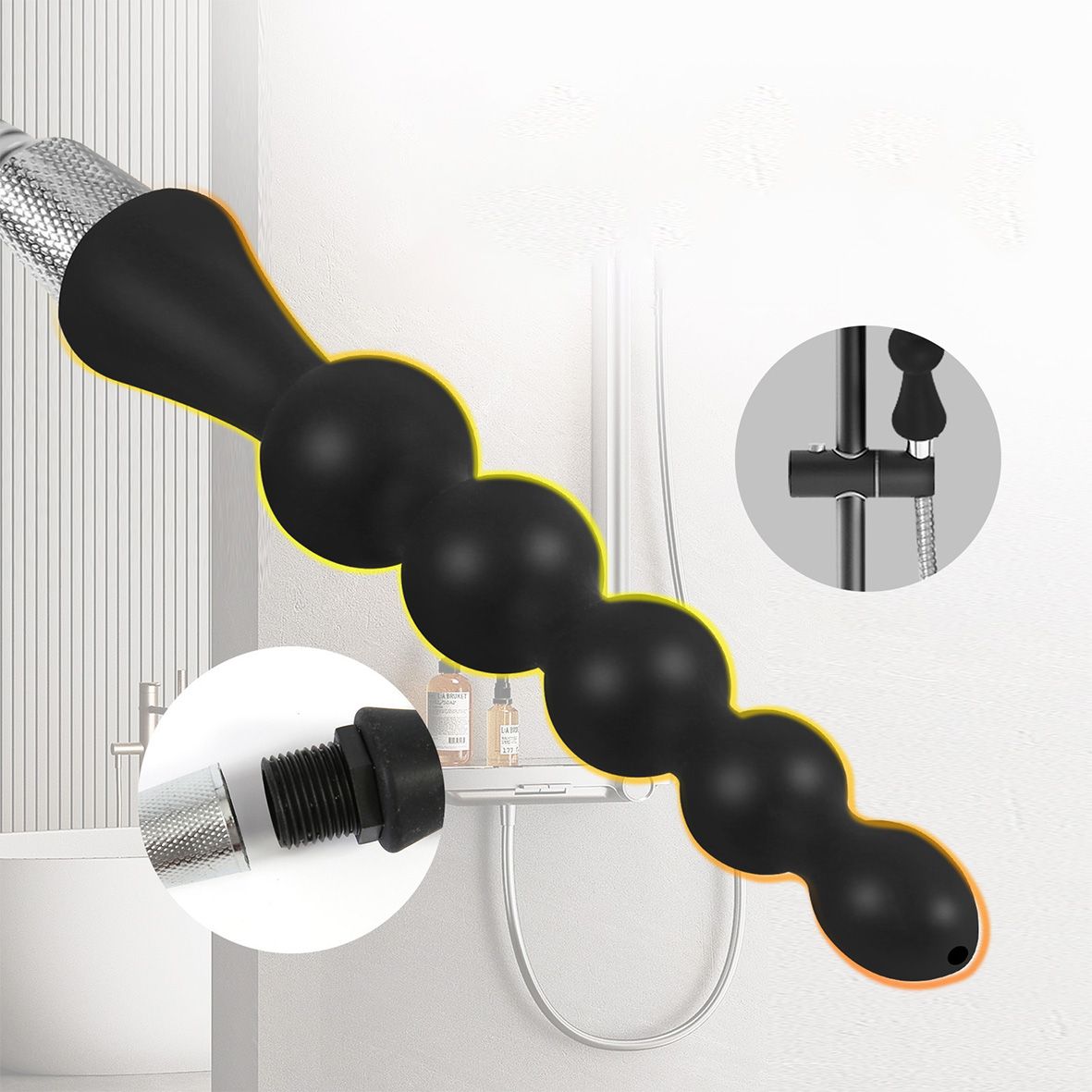 Irrigatore per clistere in silicone a 5 sfere, tappo anale con perline a strappo per camera posteriore, dispositivo per la pulizia anale_voghion.com
