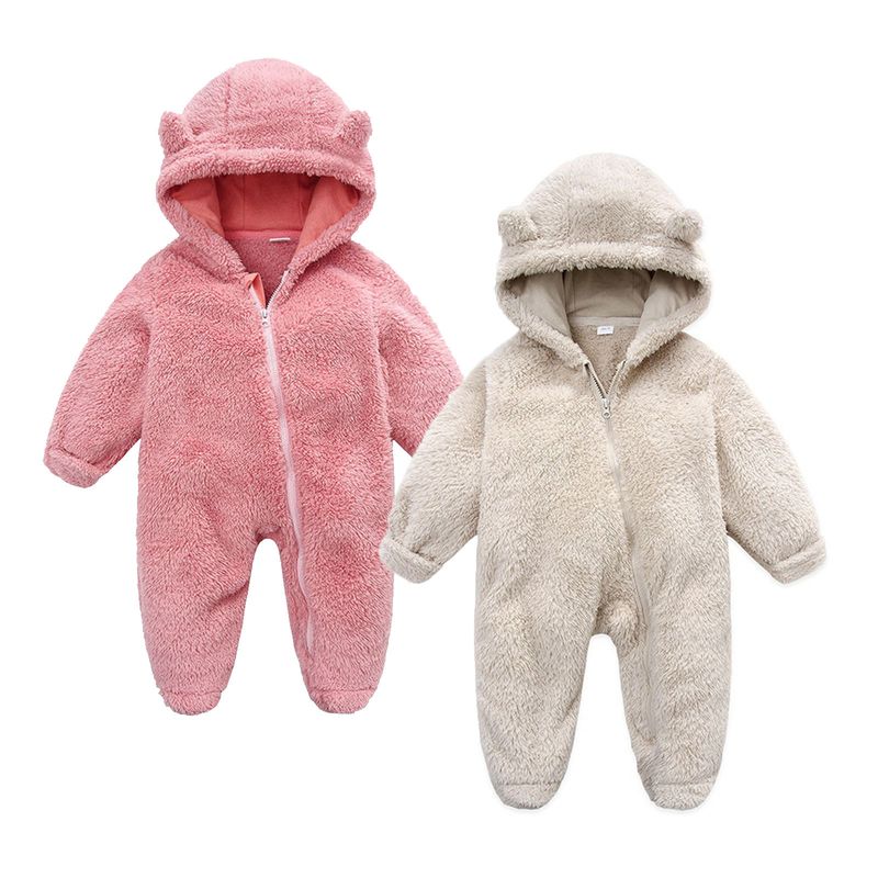 Doppelseitiger Fleece-Strampler für Säuglinge und Kleinkinder mit offenen Händen und Füßen sowie Samt für Wärme, einfarbiger einteiliger Strampler für Männer und Frauen_voghion.com