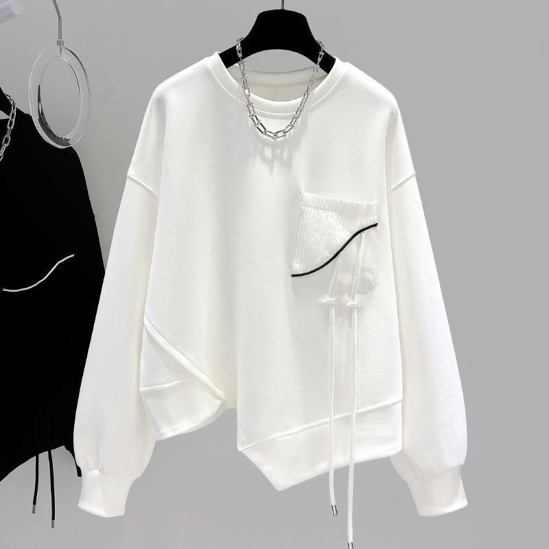 Women's Clothing Large size fat MM hoodless sweater female autumn loose thin jacket spring and autumn niche design short top trend_voghion.com
