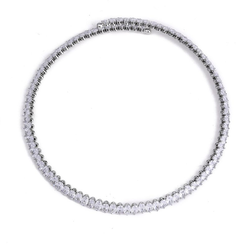Chaîne de clavicule à la mode vintage géométrique ouverture réglable colorée rangée complète zircon fille épicée tempérament bijoux personnalisés_voghion.com