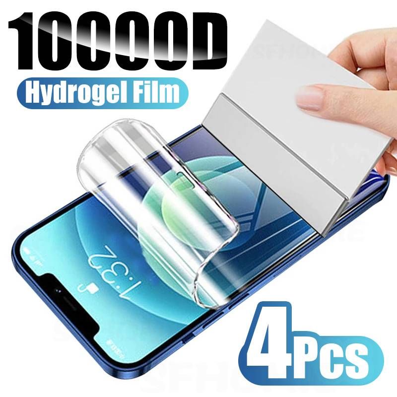 4Pcs Película Protetora de Tela de Hidrogel de Cobertura Completa para iPhone 14 13 12 11 Pro Max X XR XSMax 12Mini 13Mini 14Plus Protetor de Tela para iPhone 7 8 6 Plus_voghion.com