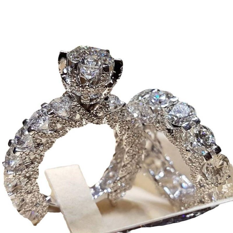 Unisex Schmuck Mode neue schmuck damen runde diamant eingelegten modische paar ringe voller diamanten ringe_voghion.com
