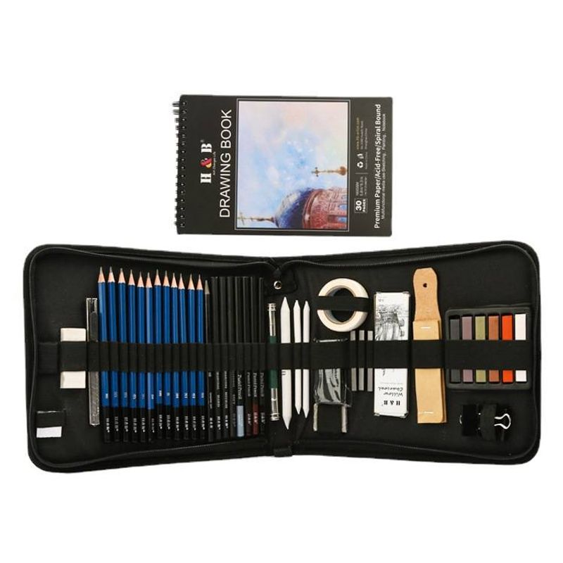H&B 50-Piece Sketching Pencil Set - Professional Art Drawing Pencils For Artists, Beginners & Students_voghion.com