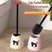 Lindo juego de escobilla de baño con forma de gato, con base, cabezal redondo de 360° y mango extensible para una limpieza profunda, divertida decoración para el baño (rosa/crema)_voghion.com