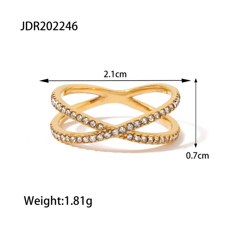 Simple cross diamond ring for women, niche design pinky ring, fashionable personality, popular online, versatile, non fading ring_voghion.com