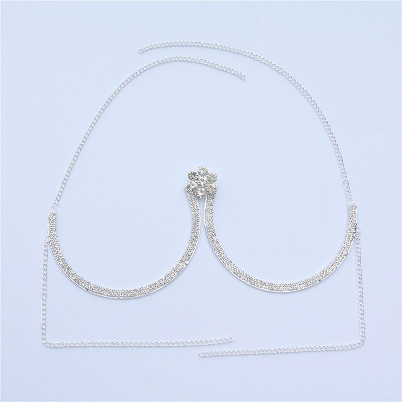 New fashionable floral rhinestone decoration, sexy and luxurious chest support, body chain accessories for women_voghion.com