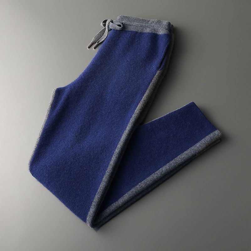 2025 Nouvel ensemble de sport décontracté en cachemire épais pour hommes, pull en laine à col mi-haut, cardigan tricoté à fermeture éclair, pantalon ample ff10_voghion.com