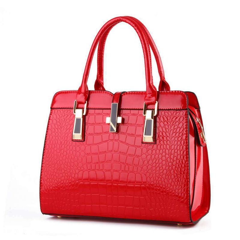 Neue helle Leder Krokodil Muster PU Leder One Shoulder Schräge Spanne Hohe Kapazität Handtasche Auswahl_voghion.com