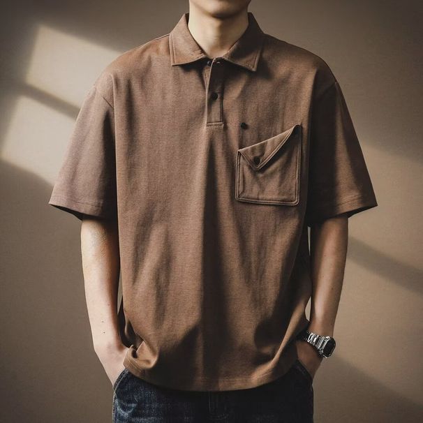 Herrenbekleidung Plus Size Twill Doppelseitiges Kurzarm-Poloshirt aus Baumwolle für Frühling und Sommer Lockere, lässige Reversoberteile_voghion.com