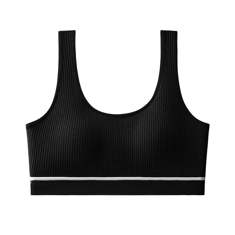 Reggiseno sportivo versatile con inserti in filo, assorbente del sudore e traspirante, indossabile sia all'esterno che all'interno, in puro cotone._voghion.com
