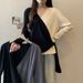 Irregular Cross Long Sleeved V-neck Knitted Sweater For Women In Early Autumn, Fat Mm, Slimming And Unique, Special Top_voghion.com