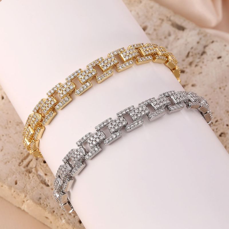New Fashion Cuban Chain Full Zircon Light Luxury Versatile Bracelet Colorful Gemstone Elegant Copper Micro Inlaid Bangle_voghion.com