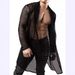 Cardigan lungo in maglia a rete con prospettiva sexy, da uomo, con maniche personalizzate, stile street trendy, 2025_voghion.com