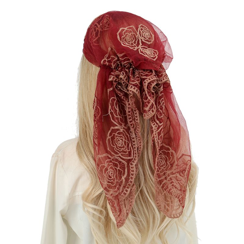 uus pitsilillega tikitud turbanmüts elegantne hingav marli sall kumer müts valmis laos_voghion.com