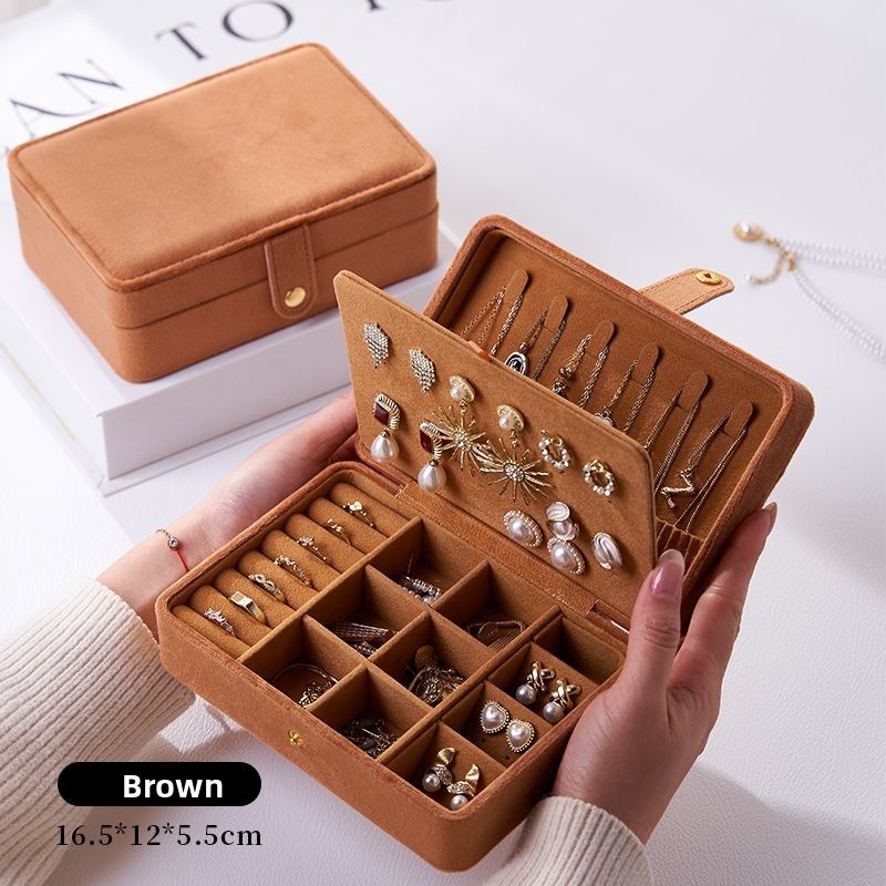 Light Luxury Velvet 2024 New High-end Exquisite Portable Necklace Ring Earrings Jewelry Box_voghion.com
