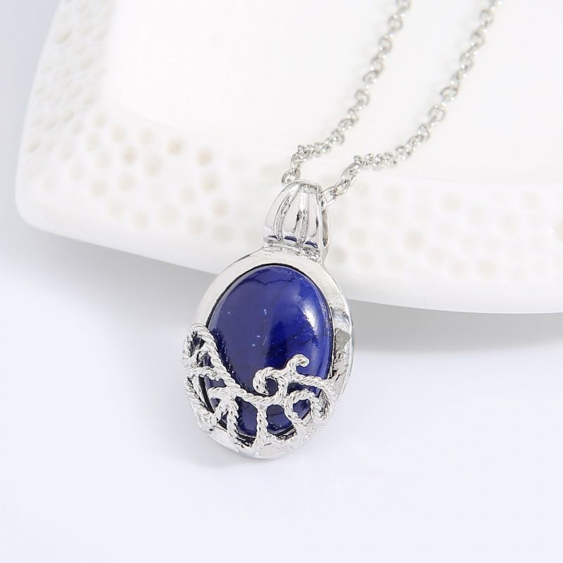 Vampire Diaries Sunlight-Proof Silver-Plated Catherine Natural Stone Necklace_voghion.com