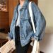 Giacca di jeans vintage da donna, cappotto casual oversize con collo alto, camicetta ampia a maniche lunghe, moda autunno inverno retrò chic_voghion.com