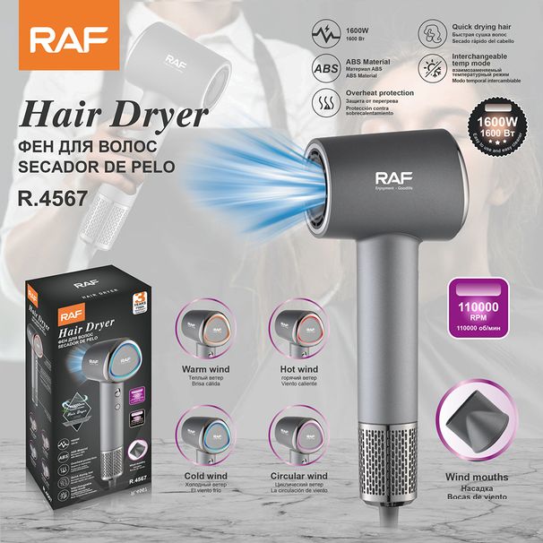RAF European Standard High-Speed Hair Dryer Household Multi-Function Adjustable ABS Material 11000 RPM Negative Ion_voghion.com