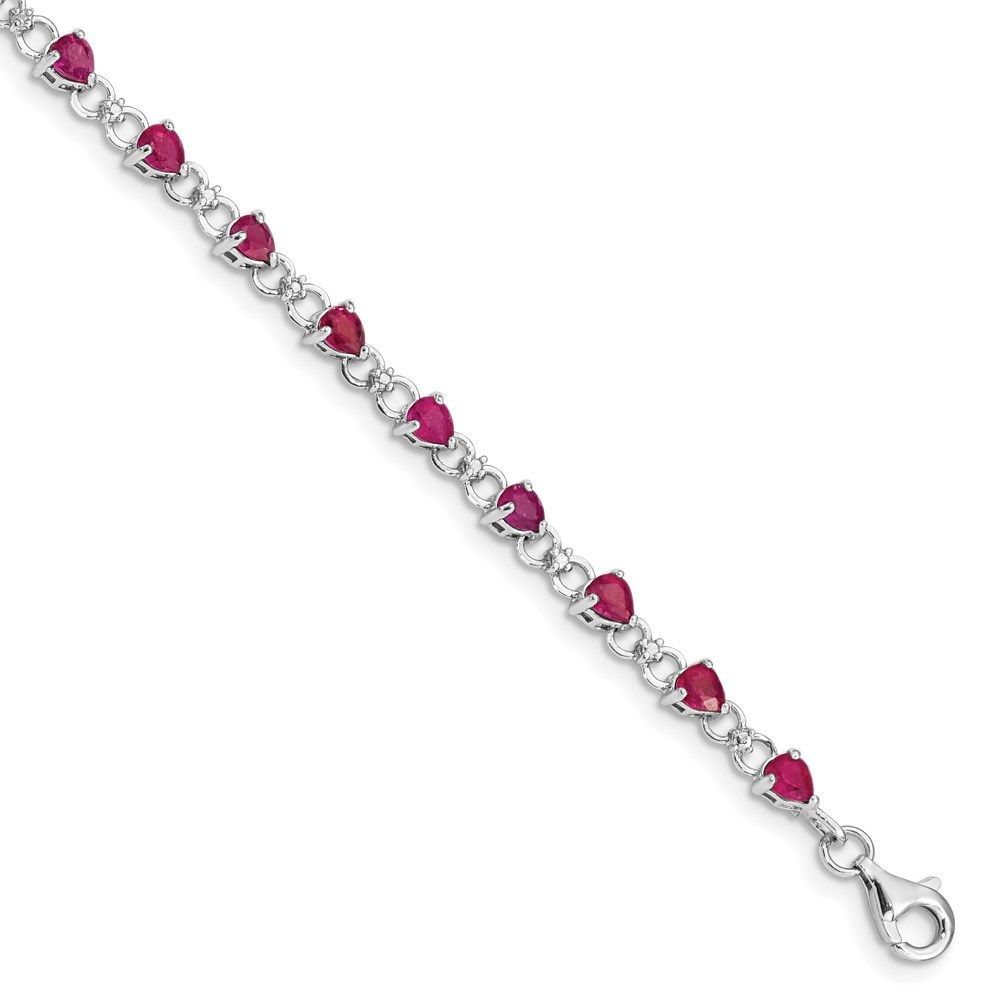 Sterling Silver Rhodium-plated Composite Ruby And Diamond Bracelet_voghion.com