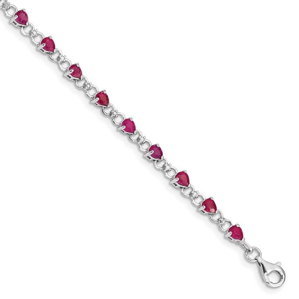 Sterling Silver Rhodium-plated Composite Ruby And Diamond Bracelet_voghion.com