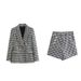 7292 Autumn New Women's Double-Breasted Blazer + Houndstooth Casual Shorts Set_voghion.com