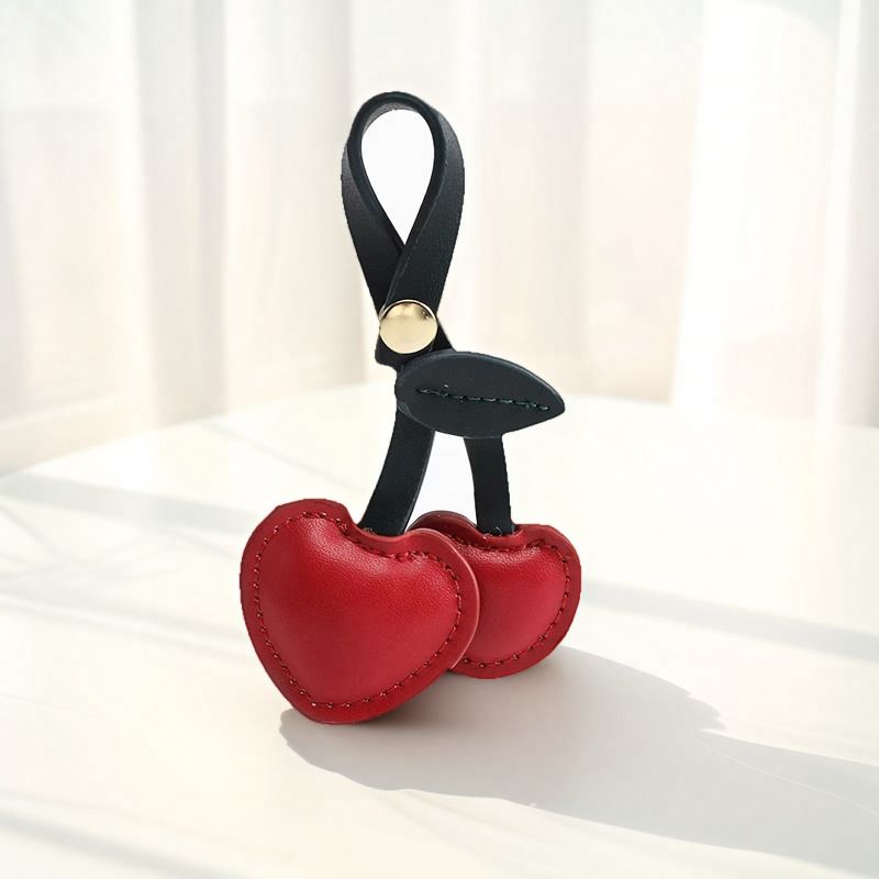 Bag Charm Wholesale Cute Three Dimensional Peach Heart Cherry Cherry Bag Pendant Keychain School Bag Love Leather Bag Pendant Accessories_voghion.com