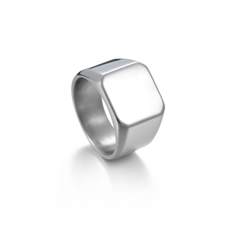 Punk per uomo, gioielli da uomo in stile business di alta gamma, anello in argento massiccio quadrato liscio, anello per indice alla moda_voghion.com