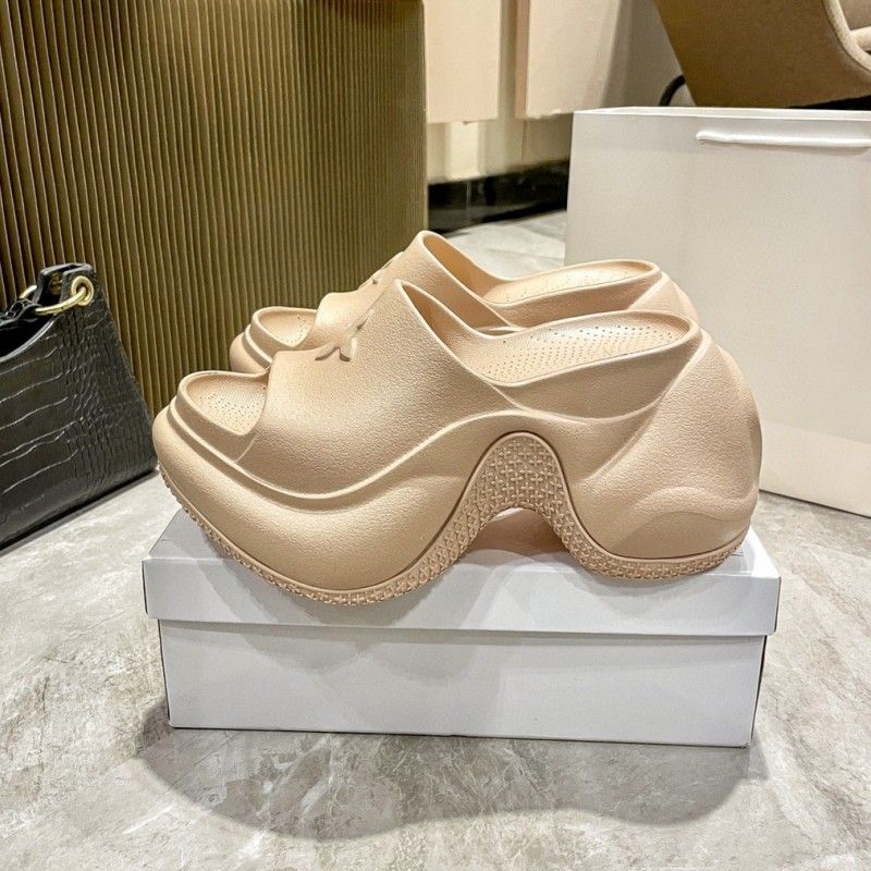 High Version Height Increasing Slippers 2025 New Outdoor SM Cross Flower Thick Sole 9.5Cm Casual One-Strap Sandals For_voghion.com