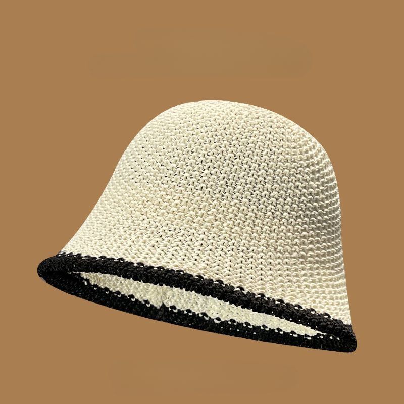 Heißer Verkauf Japanischer ausgehöhlter gewebter Fischerhut für Frauen im Frühling und Sommer, koreanische Version Sonnenschutz Vielseitiger Fischerhut_voghion.com