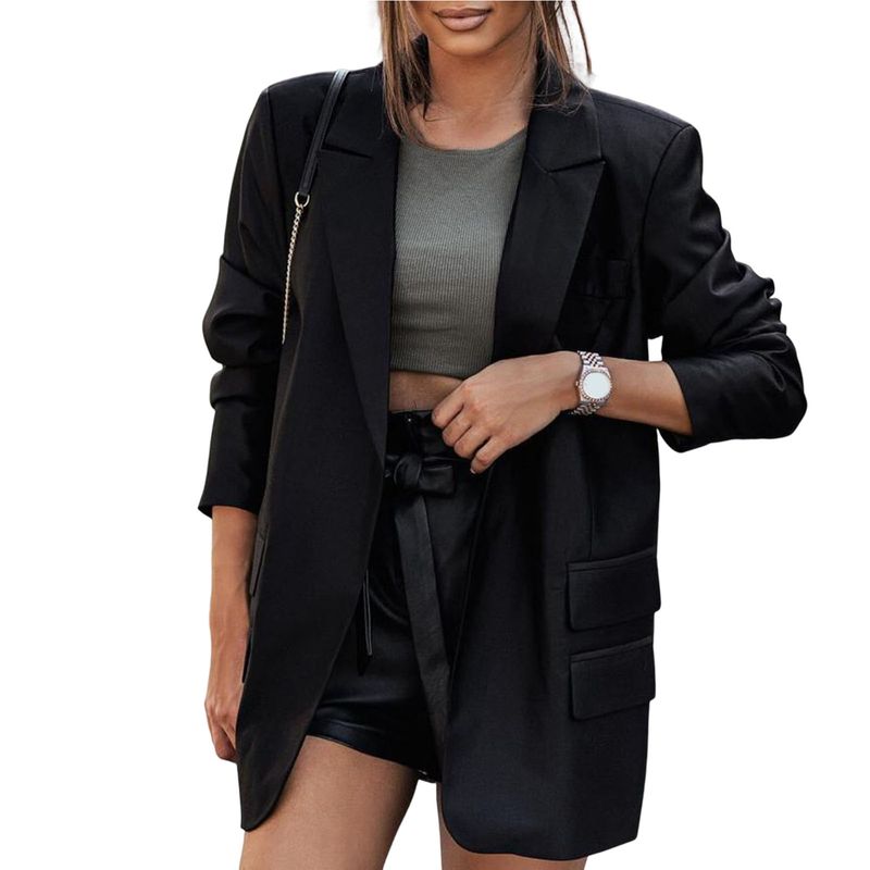 Women's Blazer 2023 Red Long Sleeve Blazers Pockets J Coat Slim Office Lady Jacket Female Tops Suit Blazer Femme_voghion.com