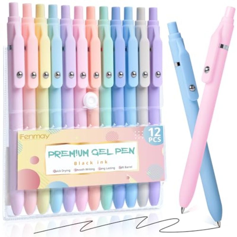 Gel Pens 12 Pcs 0.5mm Fine Point Aesthetic Quick Dry No Smudge Smooth Writing Comfortable Grip Cute Black Ink For Journaling Sc_voghion.com