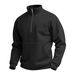 Men's Waffle Autumn Leisure Outdoor High Collar Half Zipper Pocket Pullover Long Sleeve Sweatshirt_voghion.com
