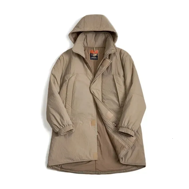 Maden Vintage, giacca imbottita in cotone di media lunghezza, con cappuccio color cachi, giacca da uomo in PCU Level7, classico parka invernale caldo_voghion.com