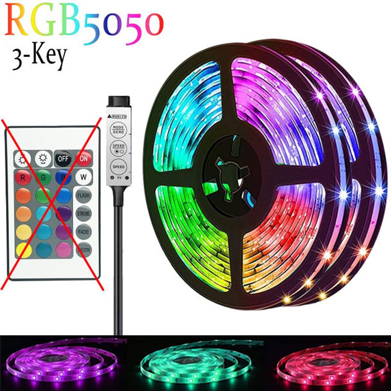 Taśmy LED RGB 5 V WS2812B z pilotem Bluetooth, zasilane przez USB, wodoodporne, IP65, do wystroju wnętrz i do pokoju gier_voghion.com
