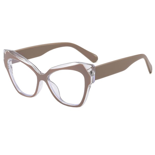 Damesbrillenmonturen Cat Eye Flat Brillen Nieuwe Mode Grote Monturen Brillen Voor Mannen Trend Contrasterende Kleur Anti-Blauw Licht Brilmontuur_voghion.com