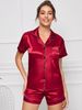 Pyjamas für Damen, Stretch-Satin, doppelt, kurz, einfarbig, Sommer-Stil für Zuhause_voghion.com