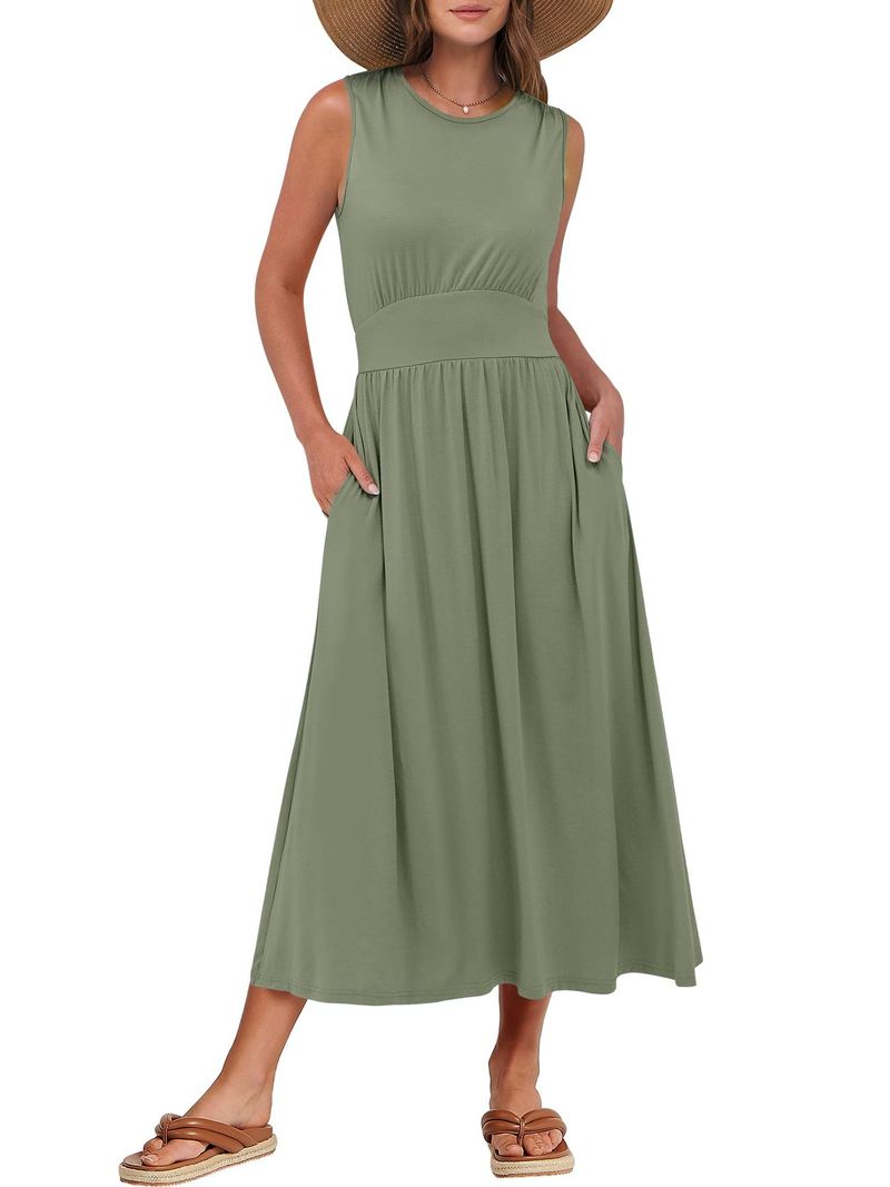 Tuta in maglia con scollo rotondo, casual, minimalista, stile francese, estiva 2025_voghion.com